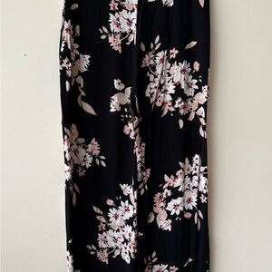 Floral Black and Pink Women's Dress Pants